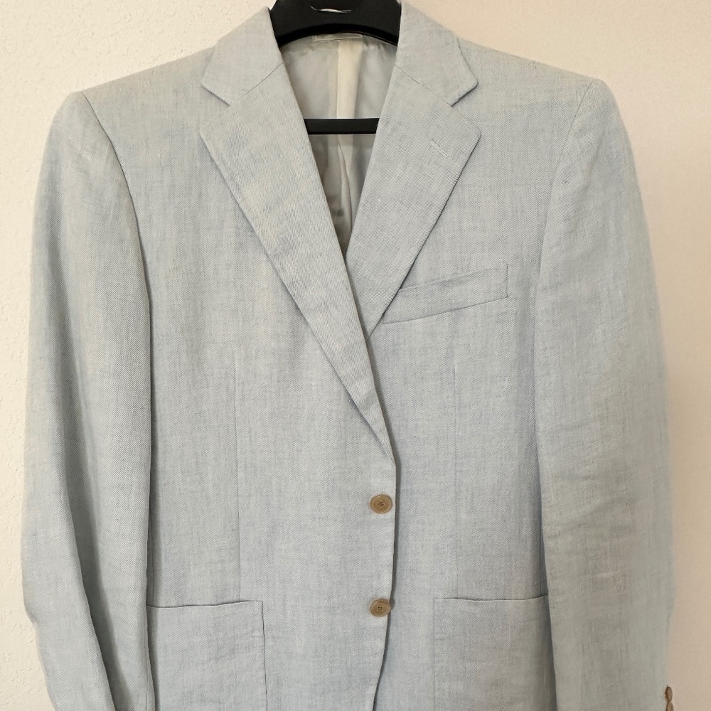 Mens Italien Linen Blazer Light Blue, Linen Sports Coat Jean Jacques